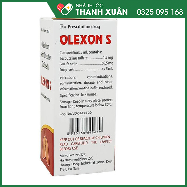 Olexon S - thuốc điều trị viêm phế quản